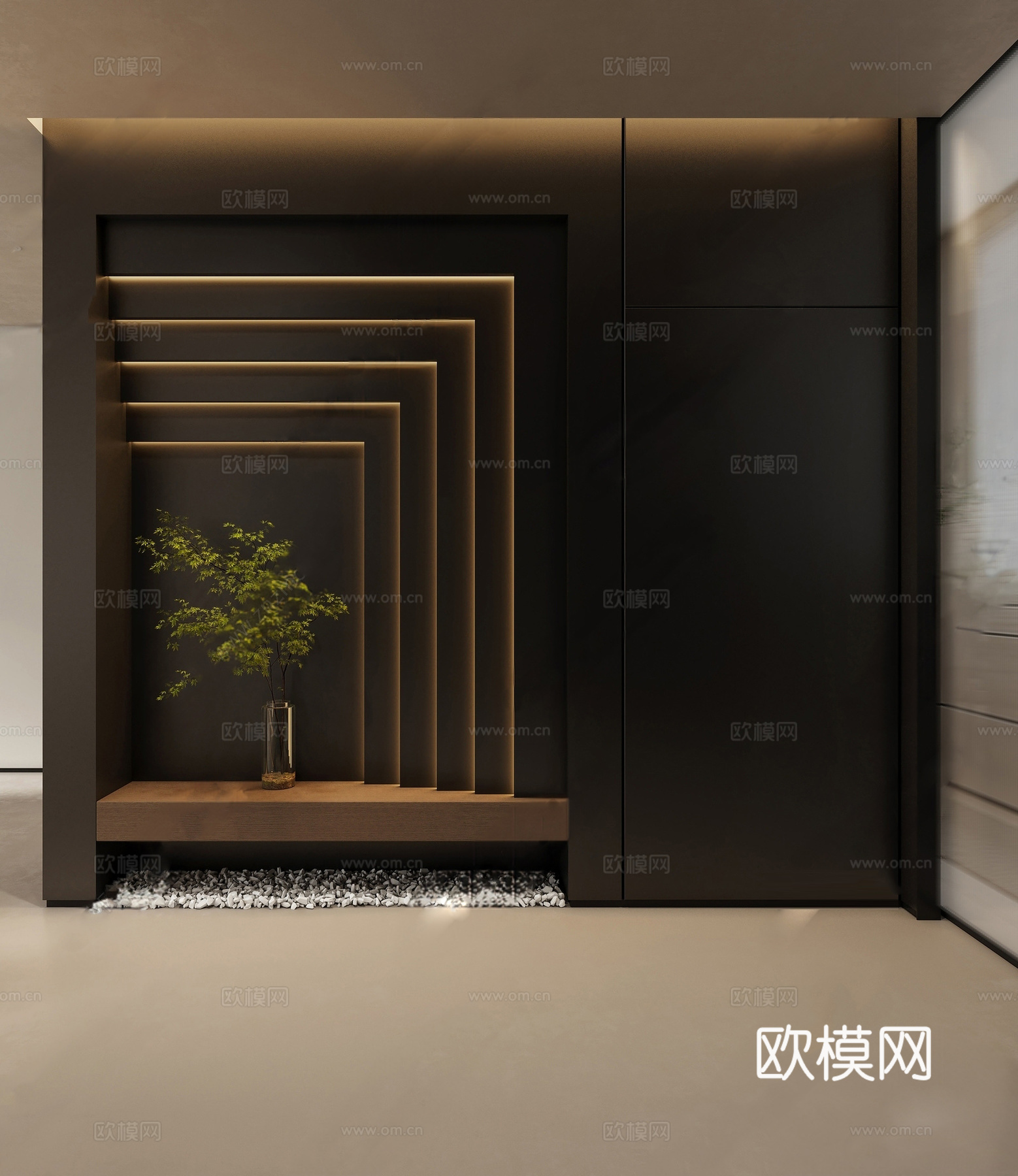 现代装饰性玄关 玄关背景墙su模型