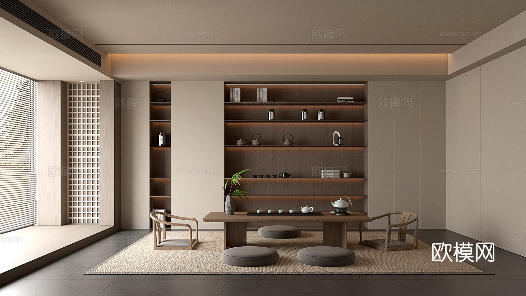 现代中式新中式茶室 茶桌组合 茶台3d模型