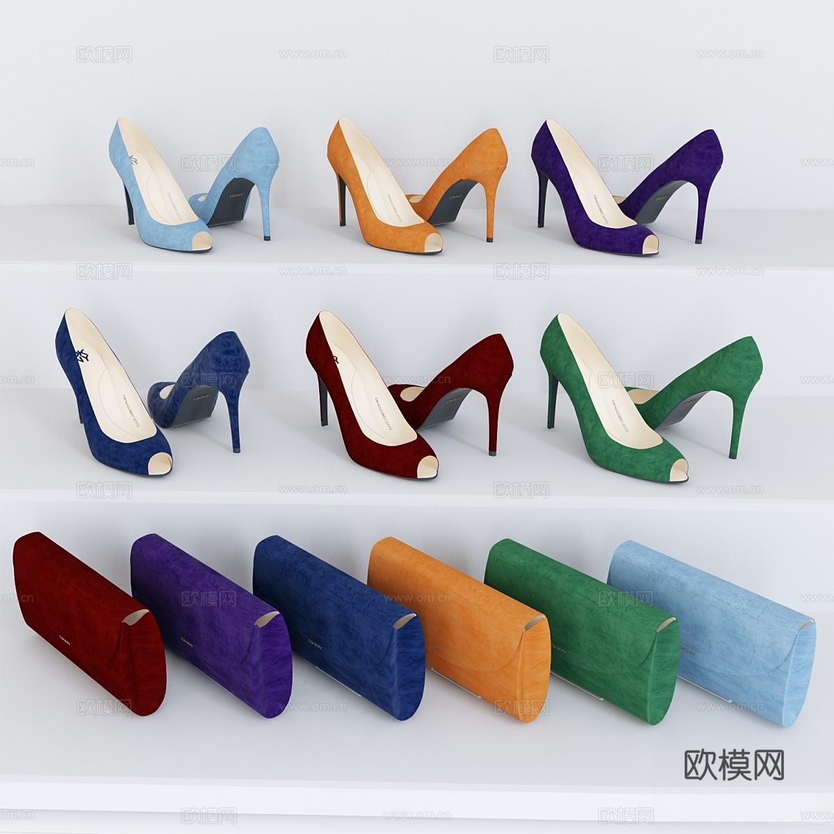 女士鞋子和 clutch DKNY3d模型下载