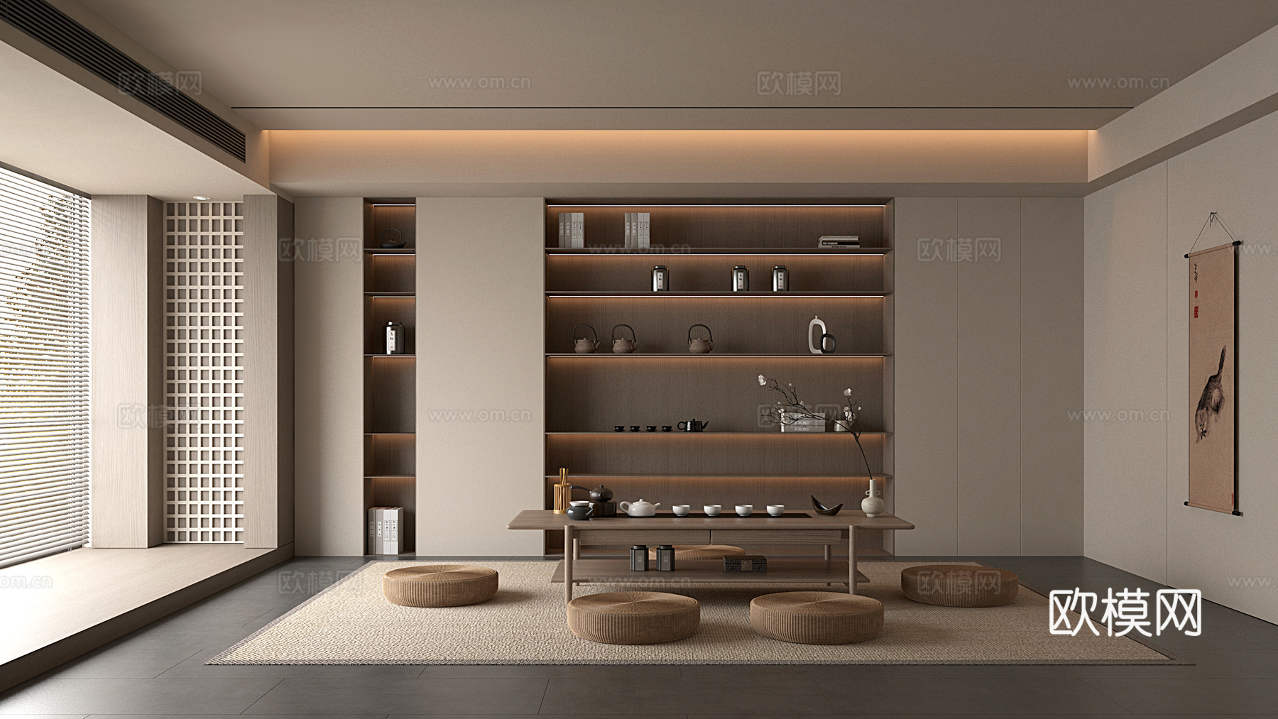 现代中式新中式茶室 茶桌组合 茶台3d模型