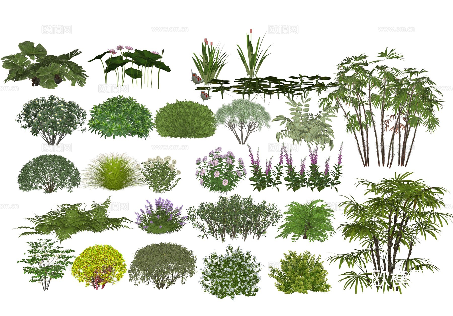 现代植物花卉组合su模型