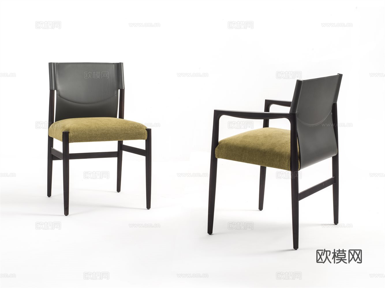 porada 意式扶手餐椅3d模型下载（渲染图1）