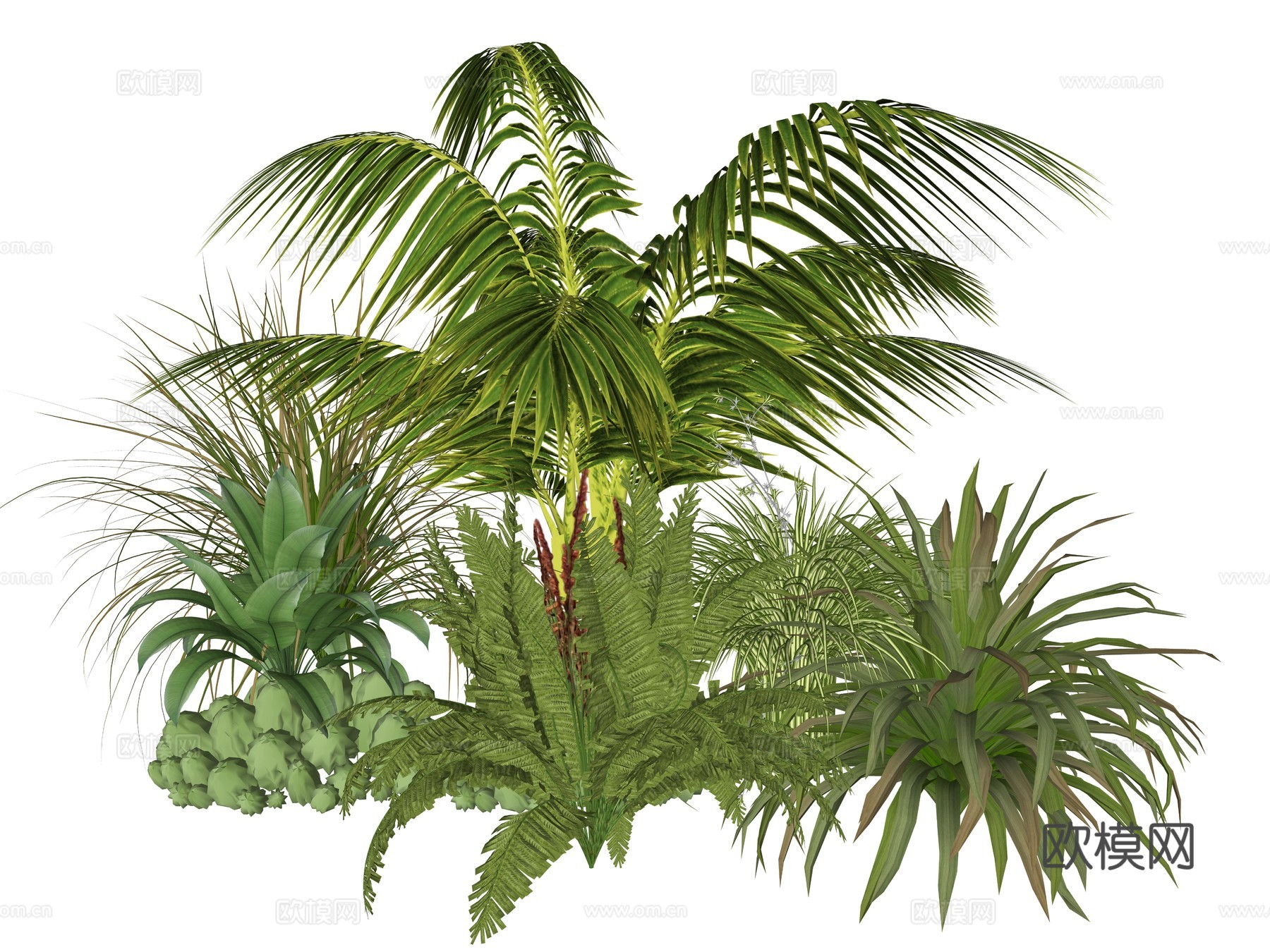 现代植物花卉组合植物堆su模型