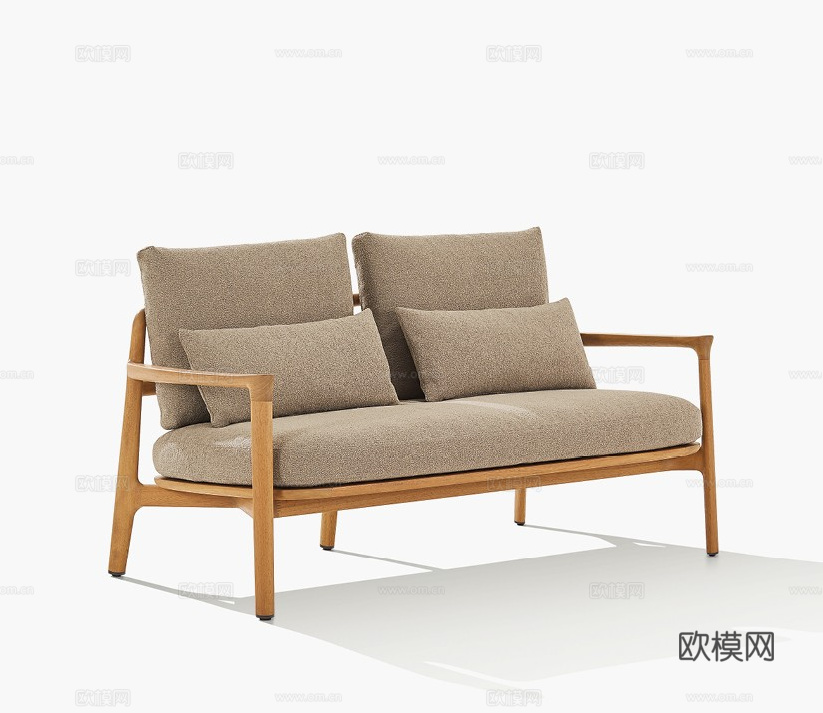 Poliform 原木双人沙发3d模型下载（渲染图1）