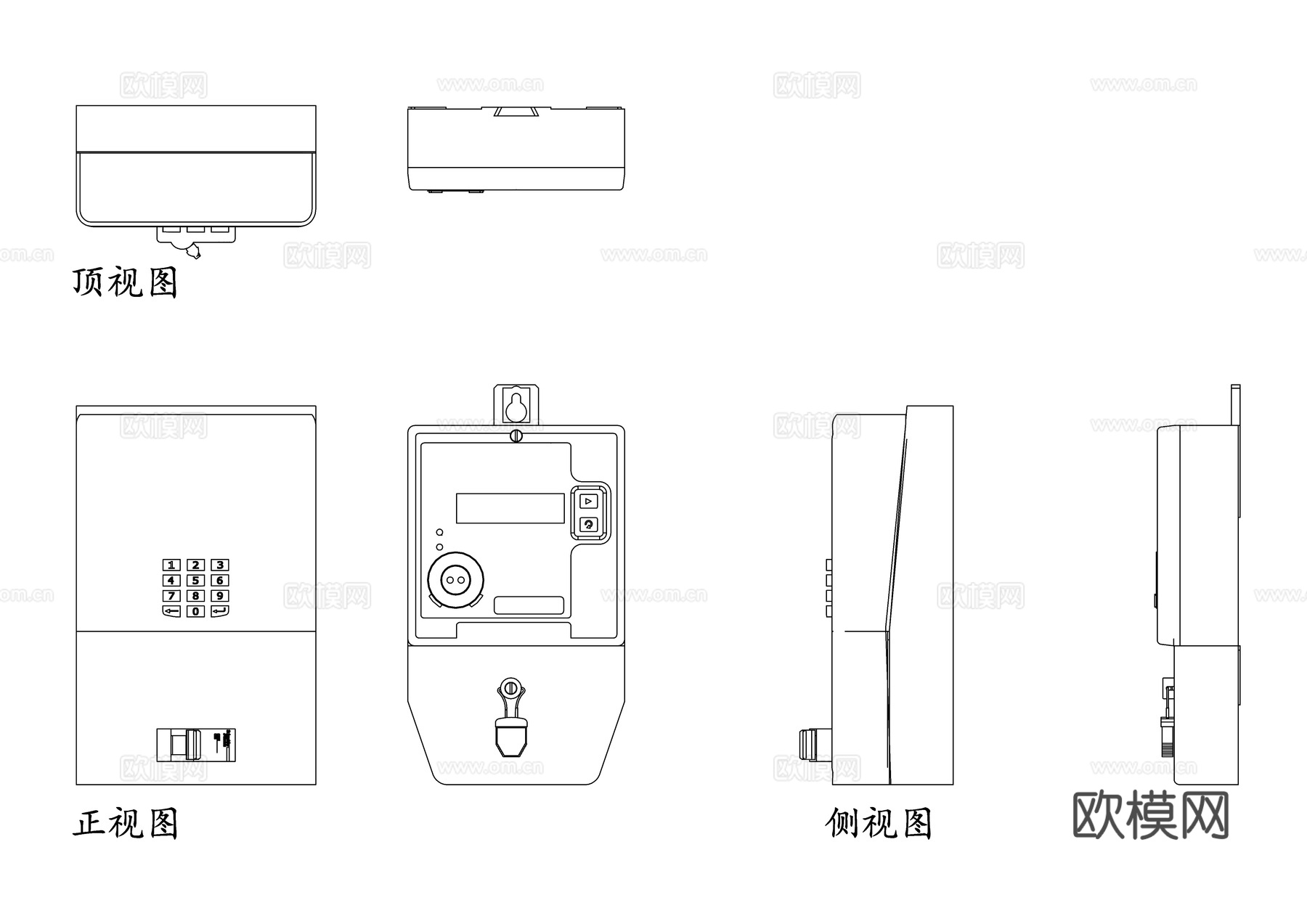 千瓦时电表 电子式电表 智能电表 数字电表 电能量表 计量电cad施工图