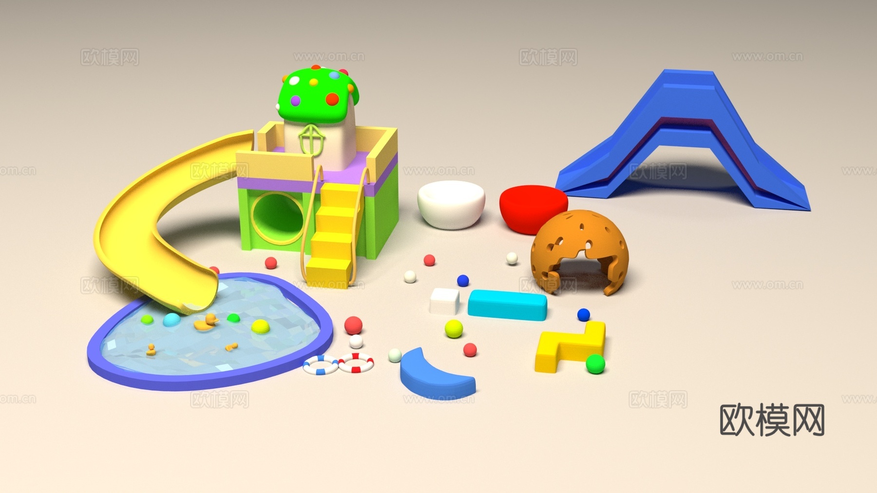 儿童游乐园活动公共设施3d模型
