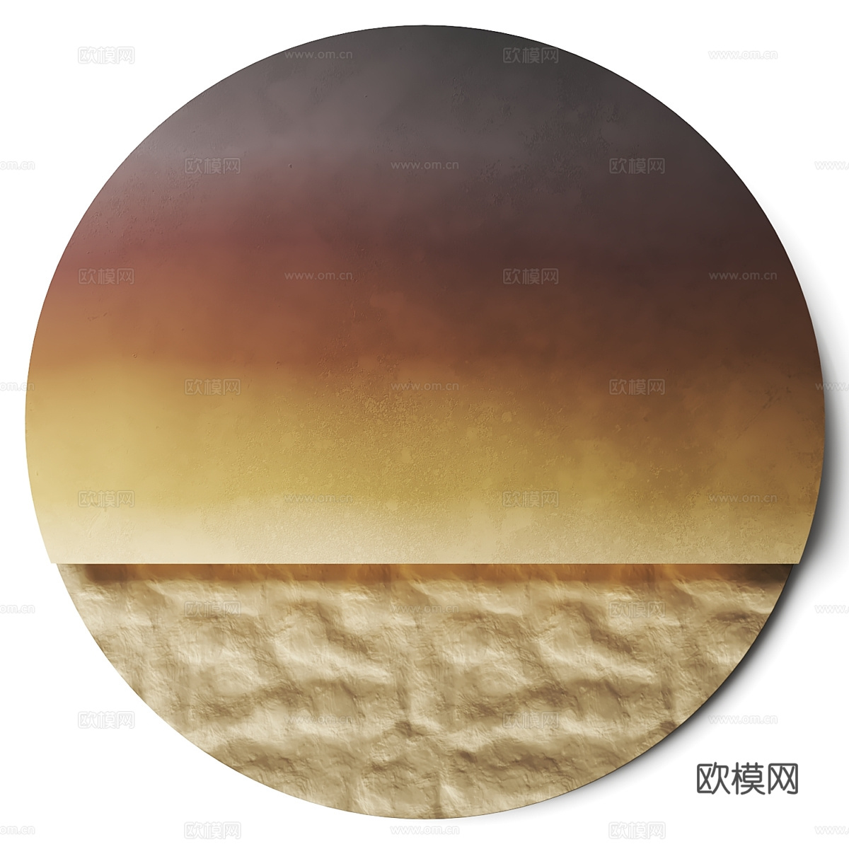 新中式圆形金属装饰壁灯3d模型下载（渲染图2）