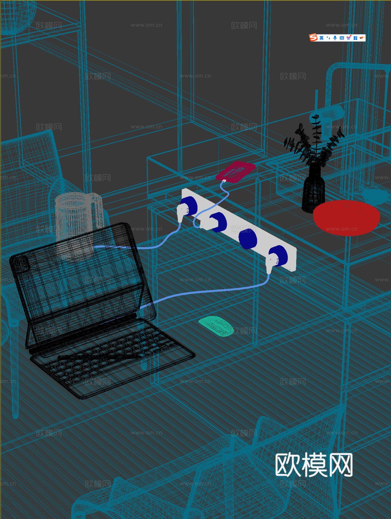 现代餐厅中岛台插座开关3d模型