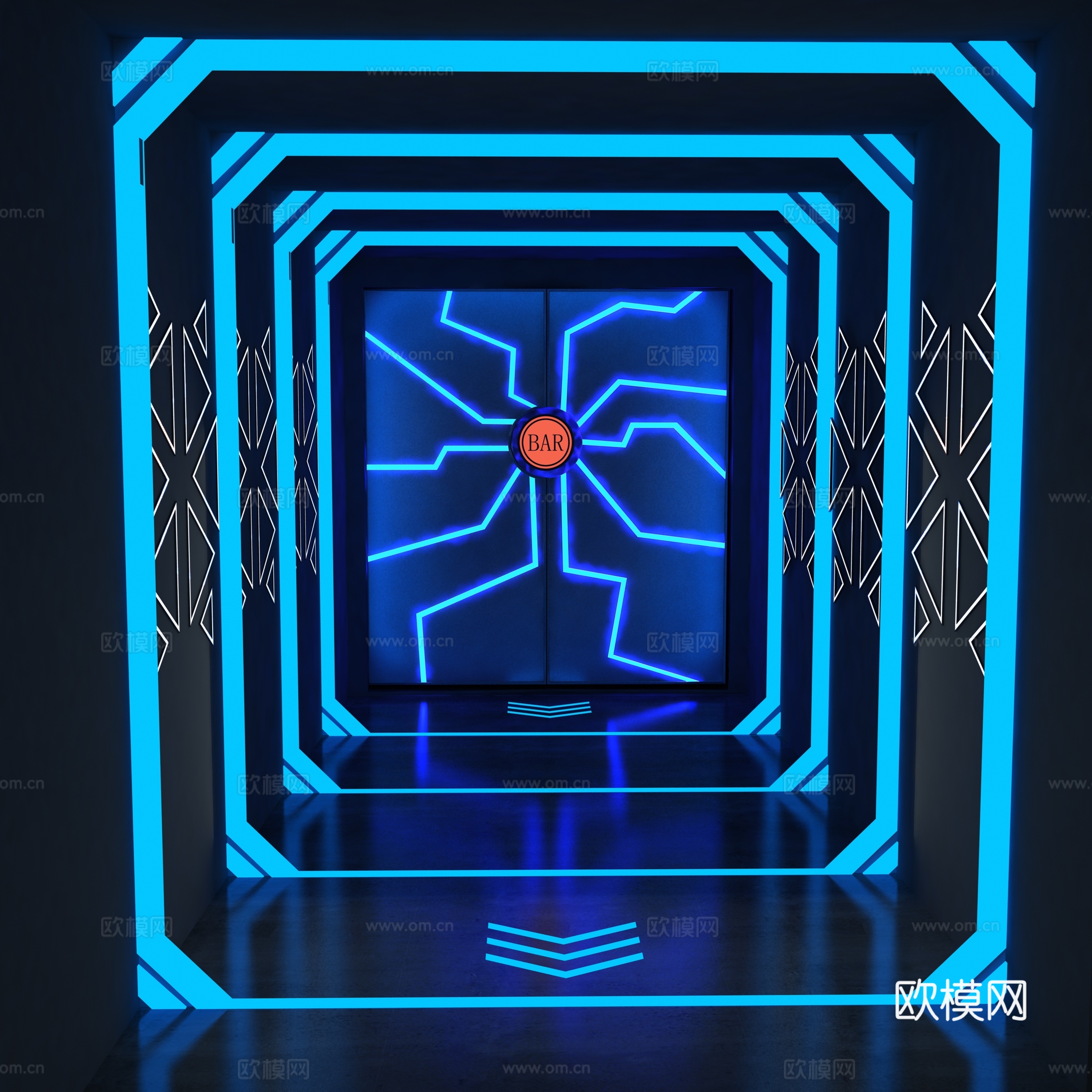 现代 网咖 网吧 科技门3d模型