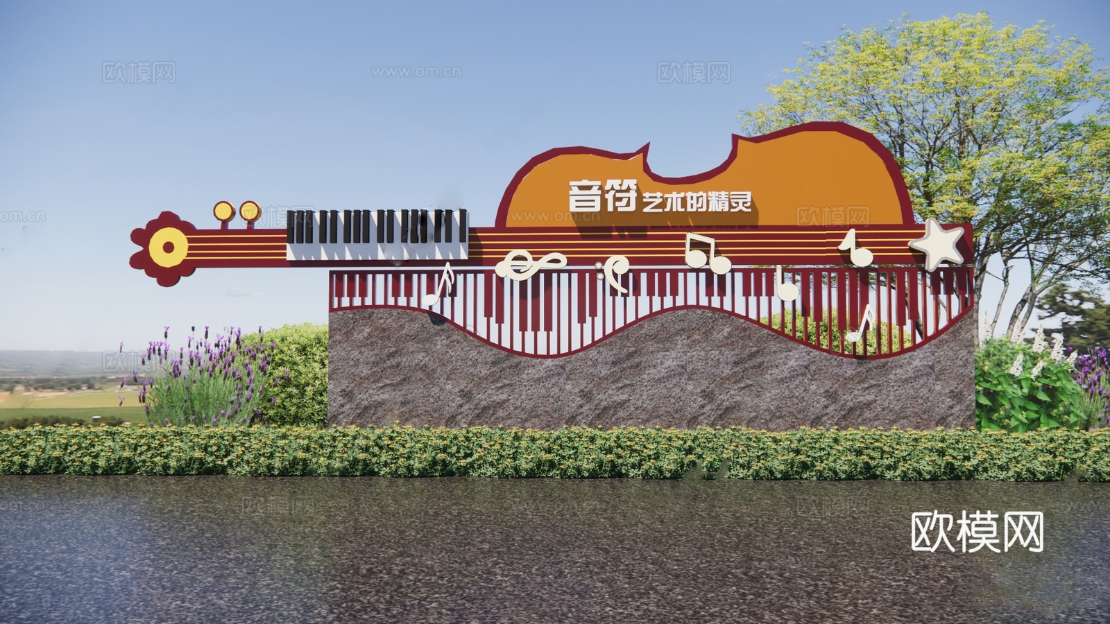 现代景观雕塑小品 音乐雕塑主题文化su模型