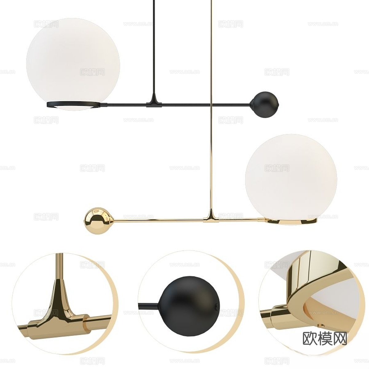 O&amp;G 8球LED吊灯3d模型