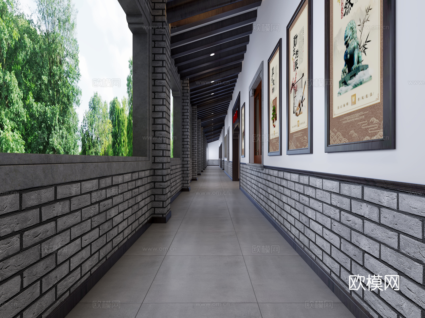 新中式博物馆古董展厅3d模型
