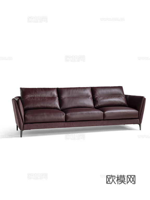 Poltrona Frau 意式三人沙发3d模型下载（渲染图1）
