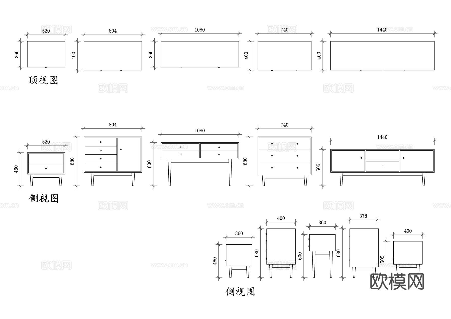 木质抽屉柜 抽屉柜平面图 木柜设计图 储物柜结构图 家居收纳cad施工图