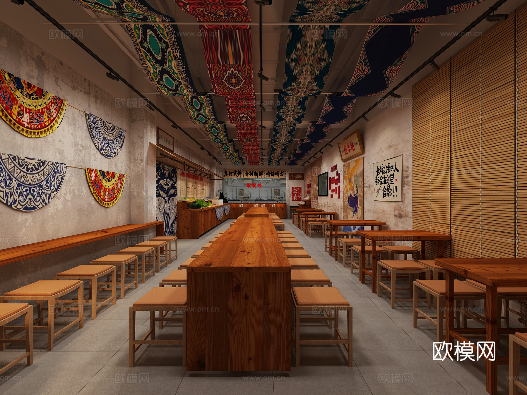 复古破旧餐饮米线快餐店3d模型