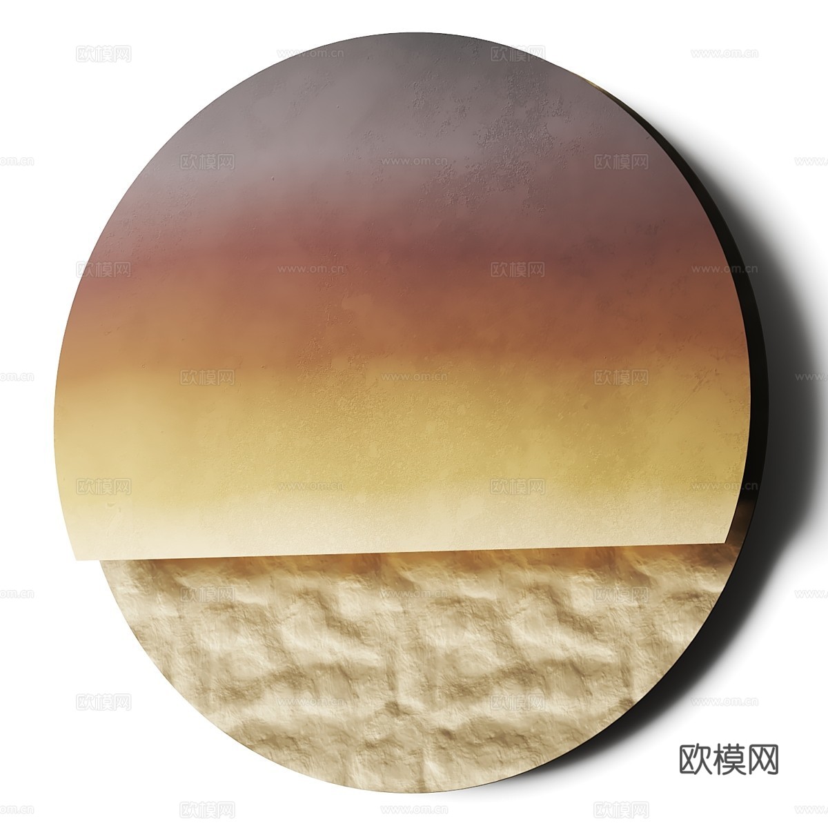 新中式圆形金属装饰壁灯3d模型下载（渲染图1）