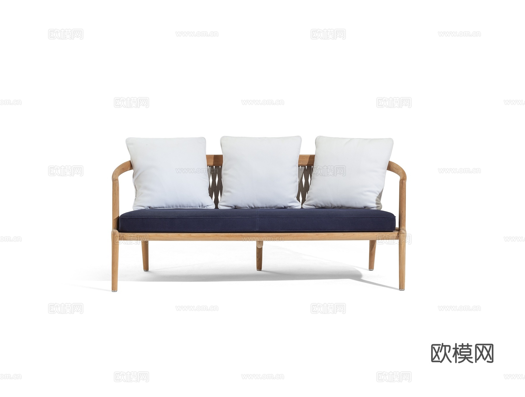 Poltrona Frau 原木风三人沙发3d模型下载（渲染图1）