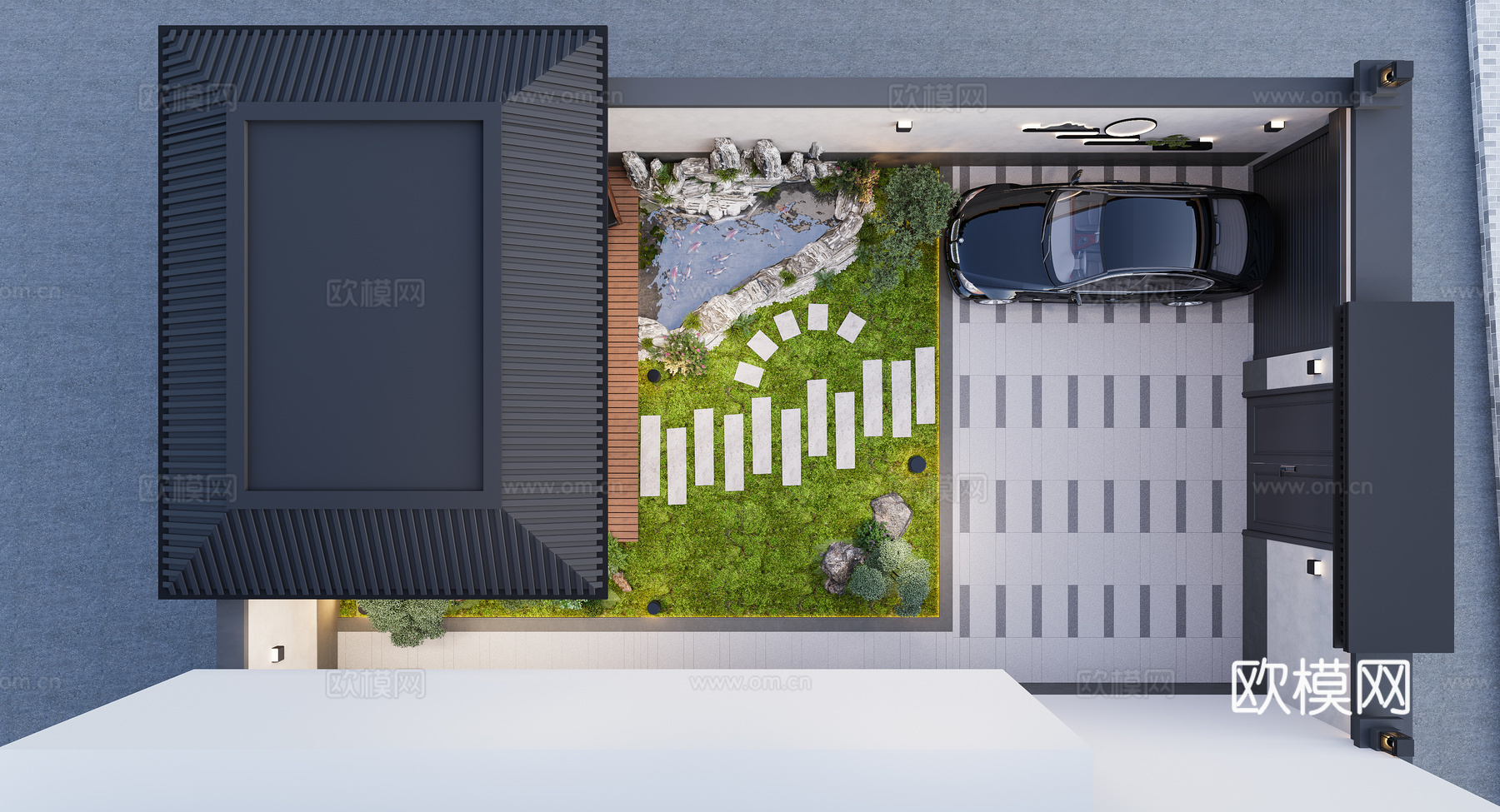 现代别墅庭院景观3d模型