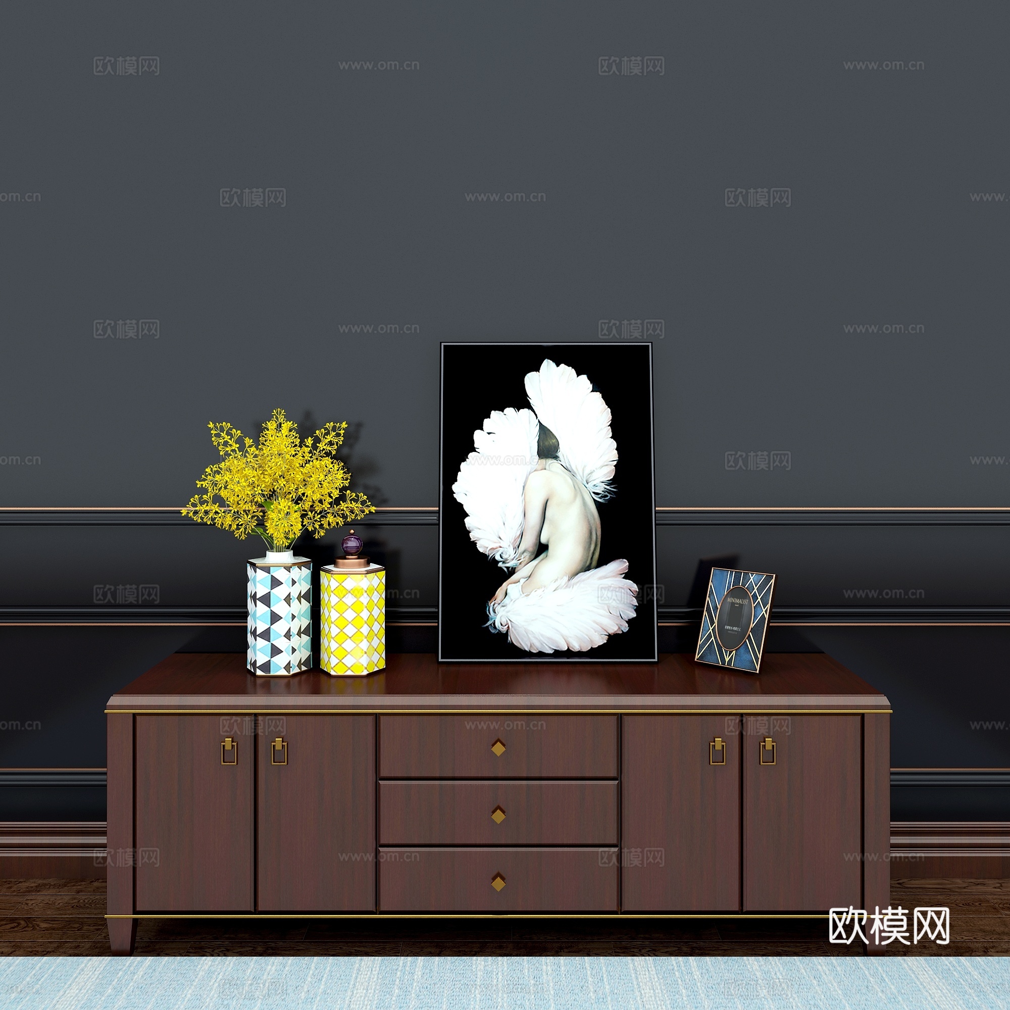 后现代轻奢电视柜3d模型