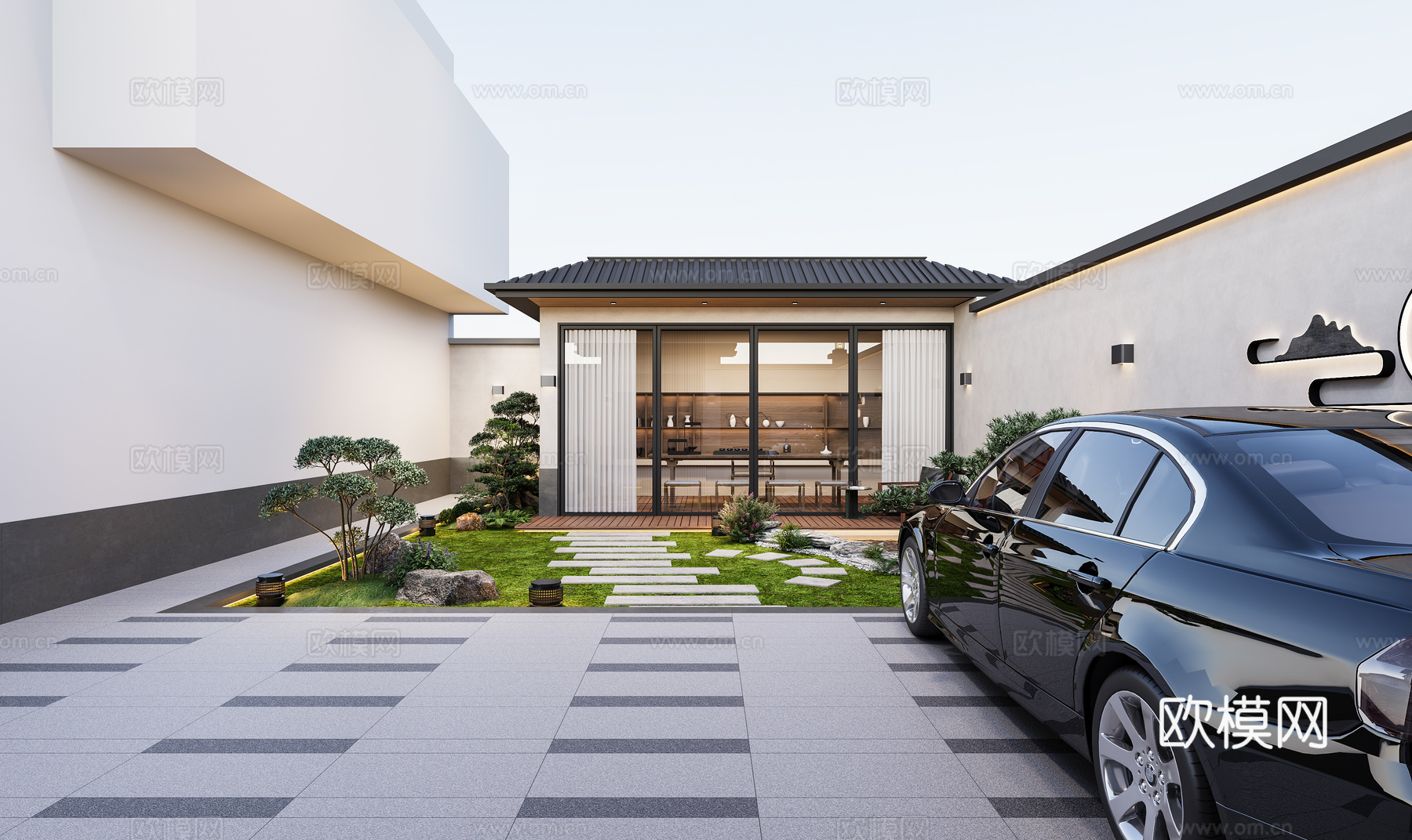 现代别墅庭院景观3d模型