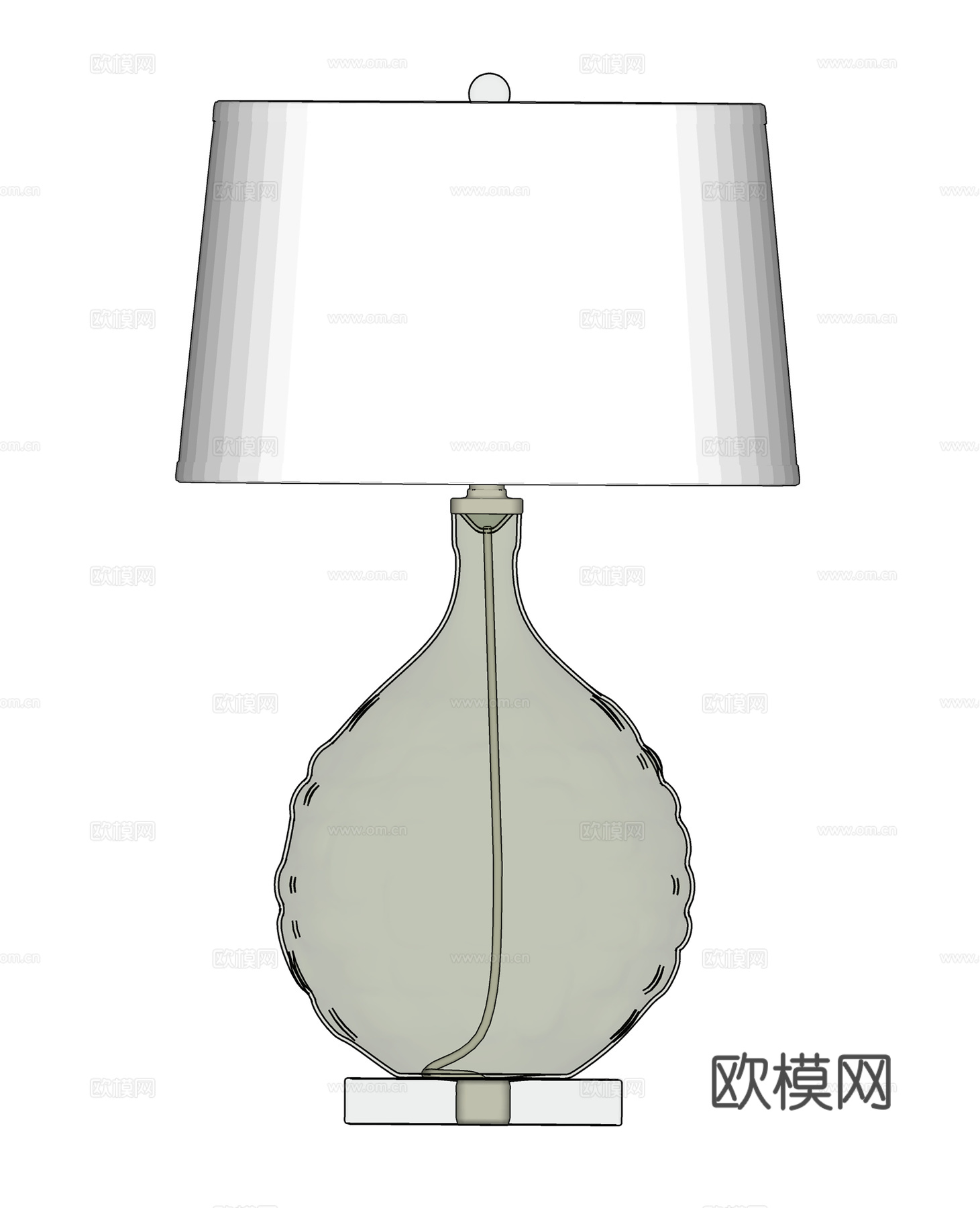 现代台灯  玻璃台灯 室内台灯su模型