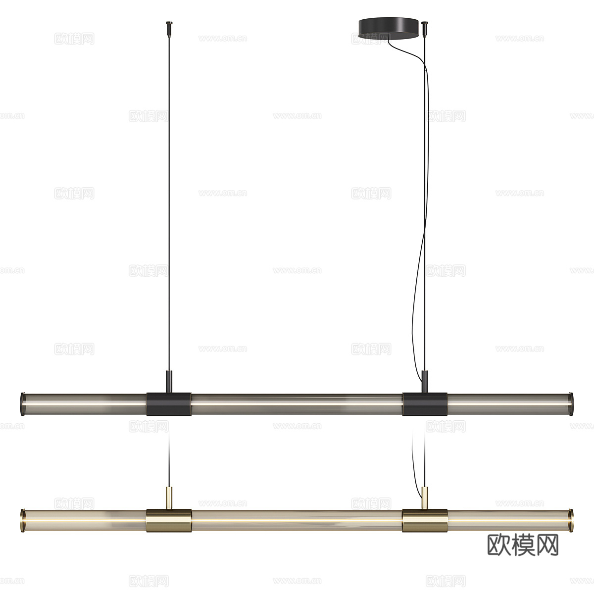 现代意式极简长条玻璃装饰吊灯3d模型