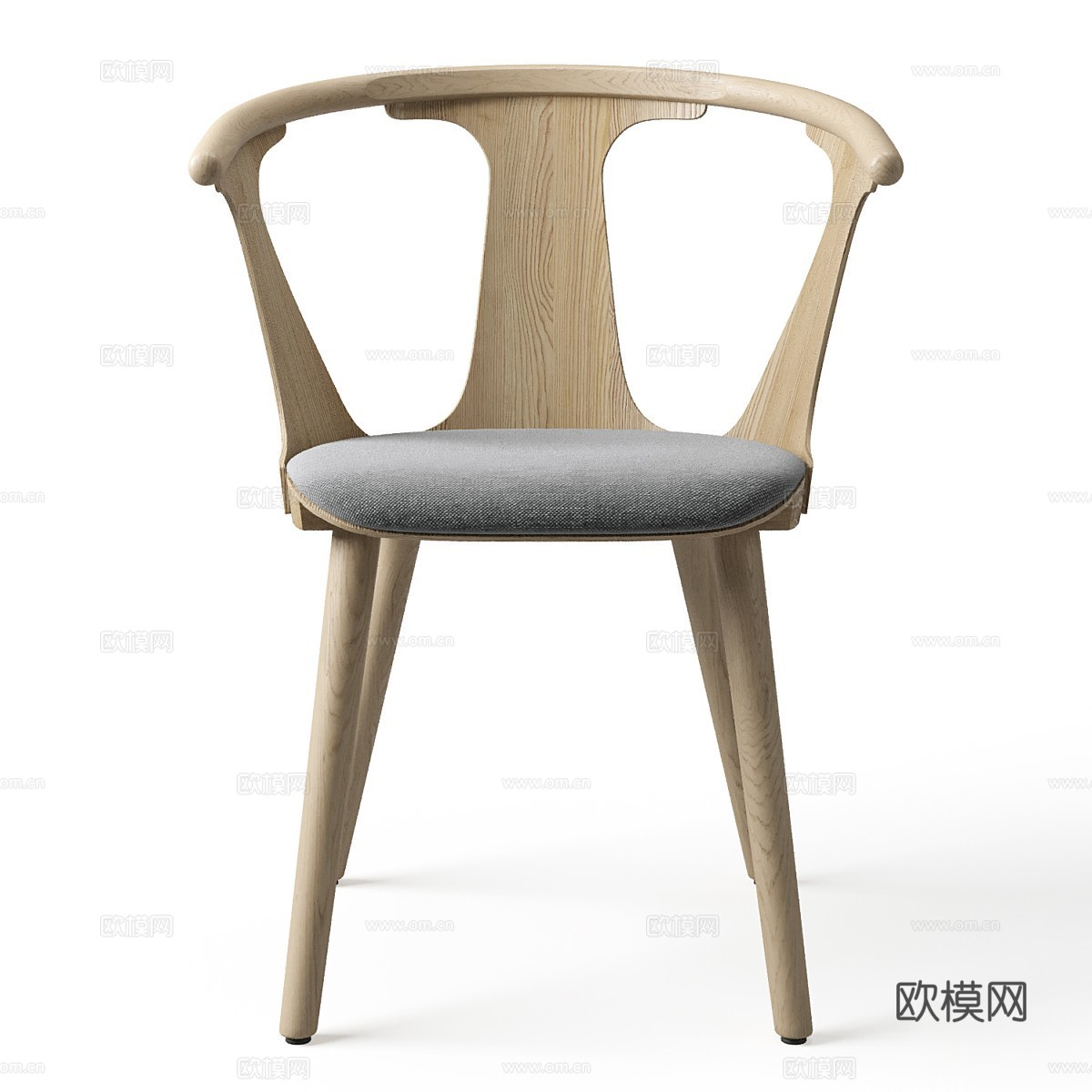 新中式原木单椅3d模型下载（渲染图2）