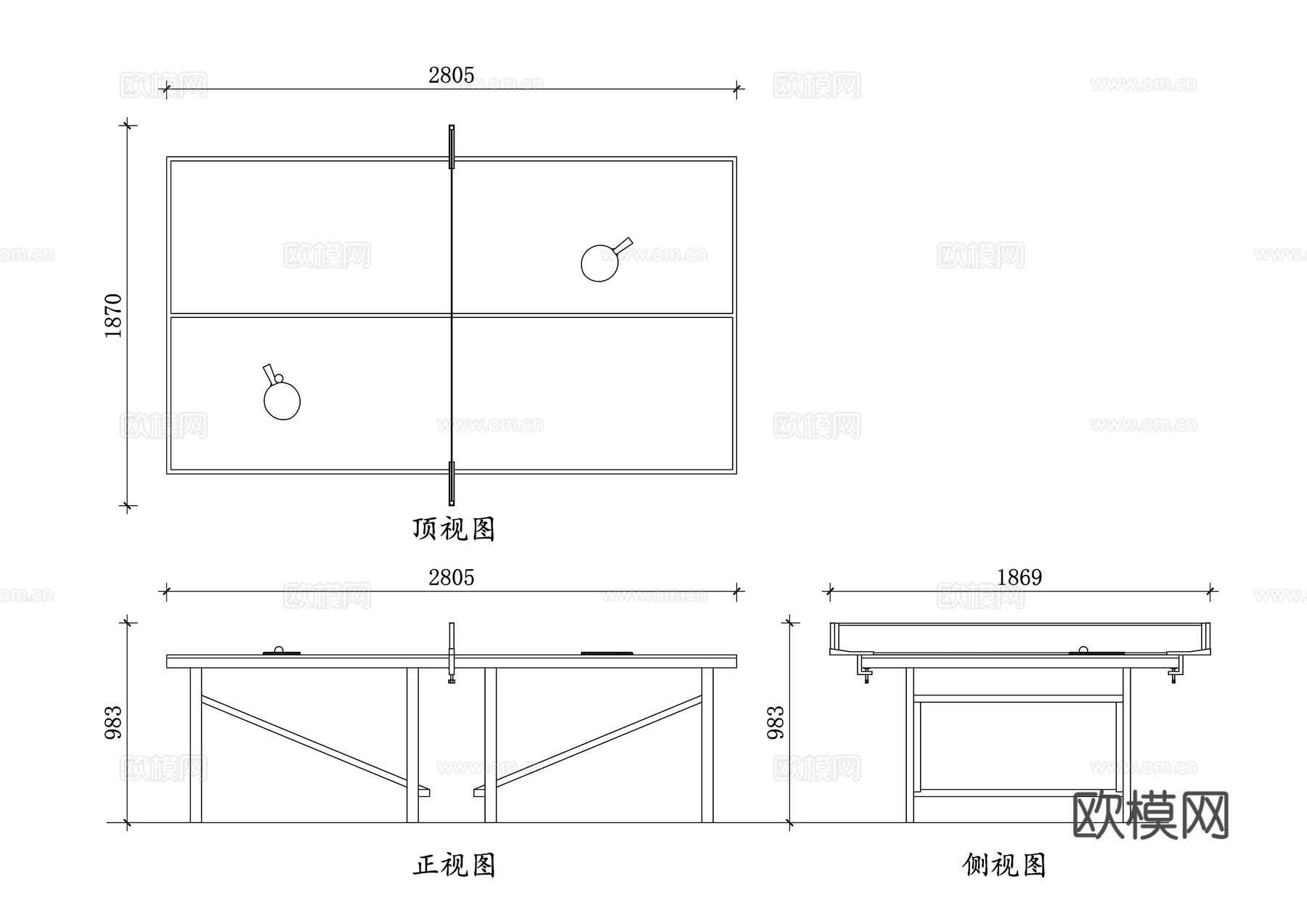 乒乓球台 乒乓球桌 乒乓台 乒乓桌 球台 球桌 体育乒乓球台cad施工图