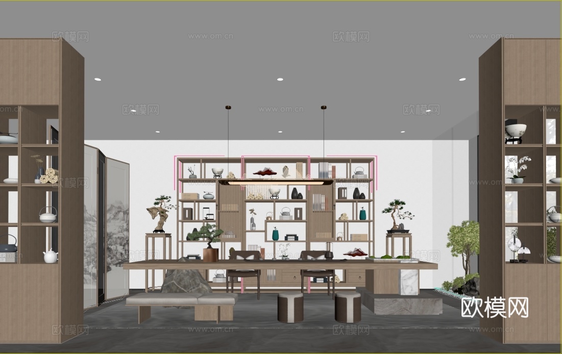 聊城酒店茶室大堂3d模型