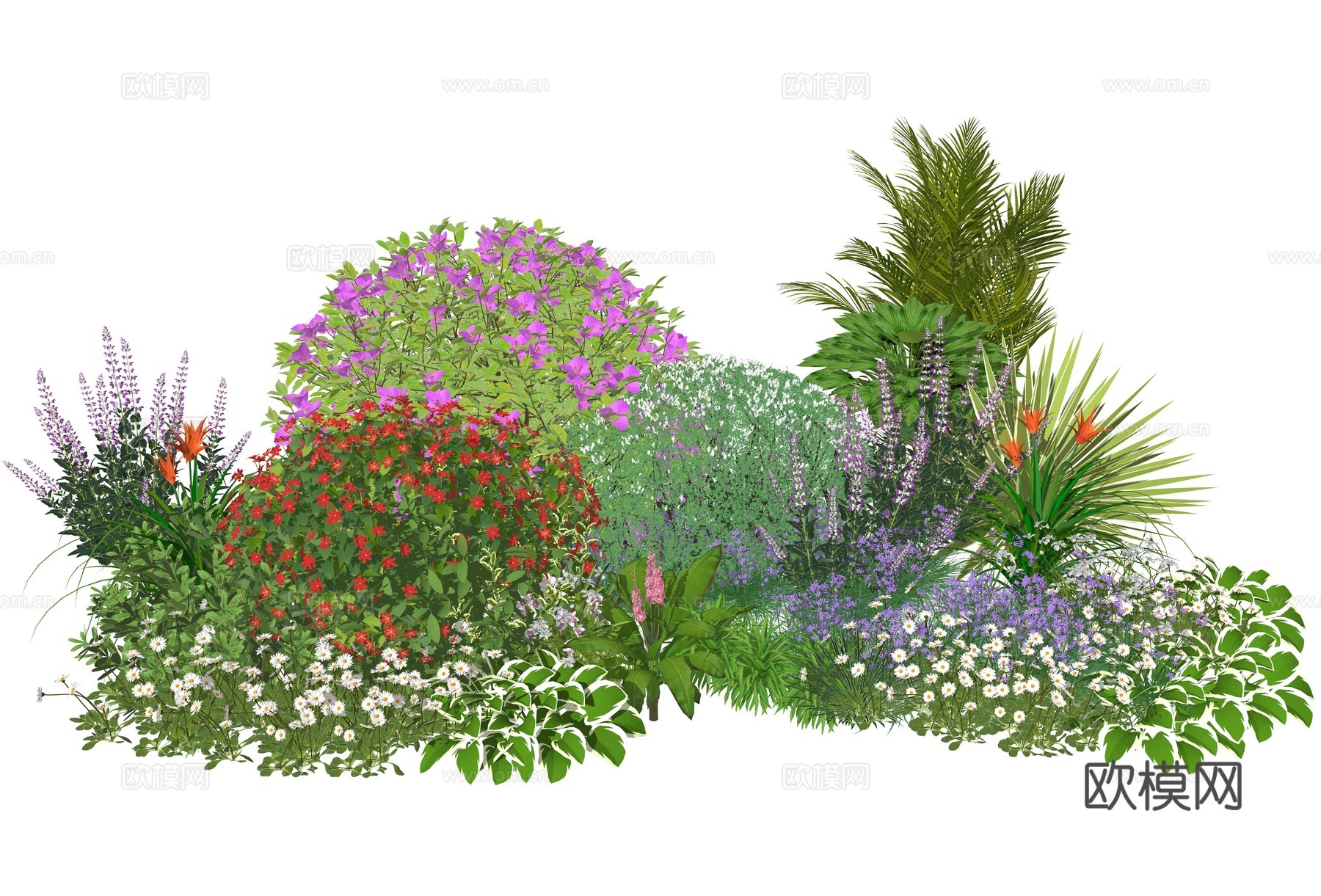 现代植物花卉组合植物堆su模型