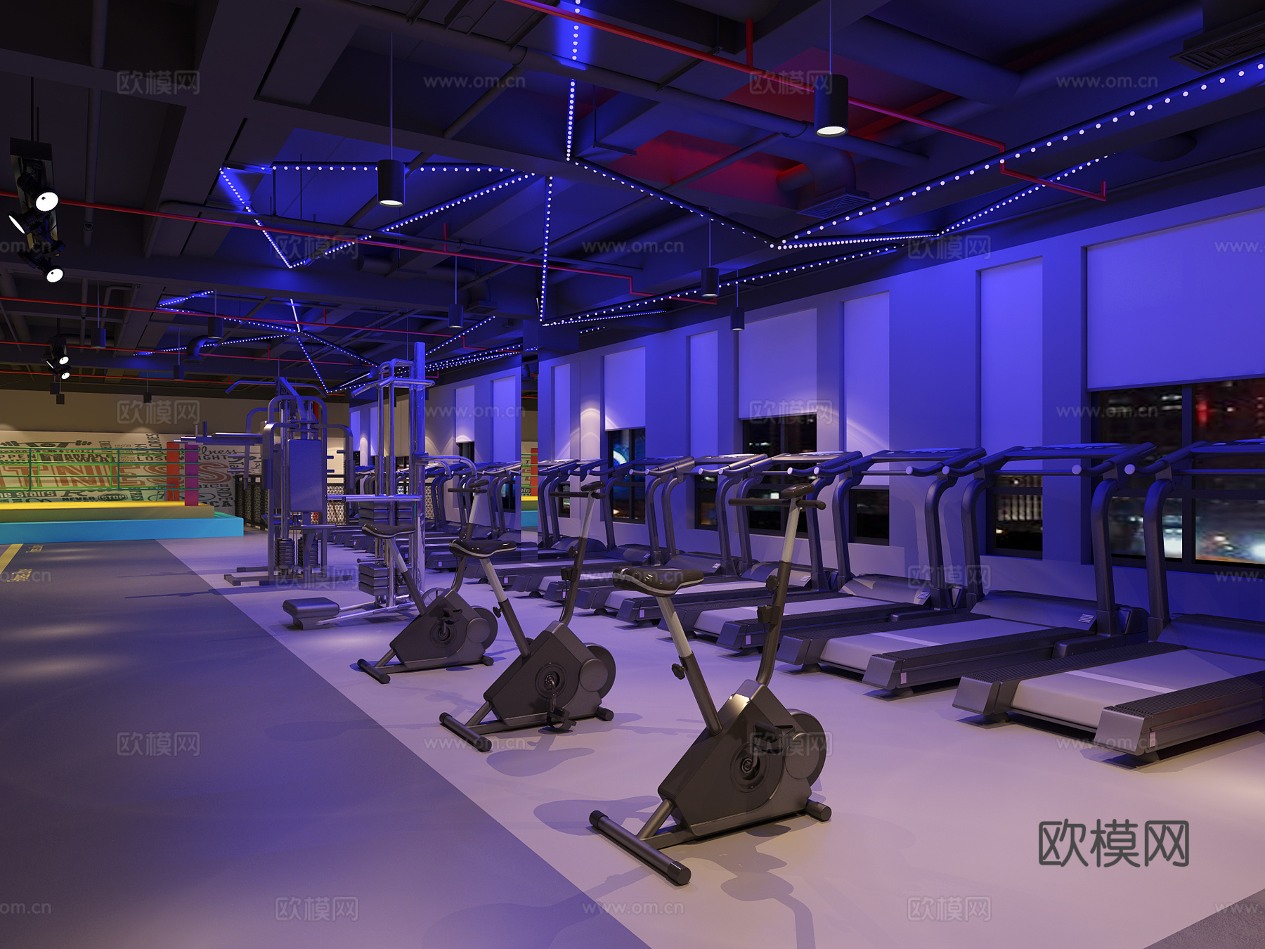 工业风现代工业风健身房3d模型