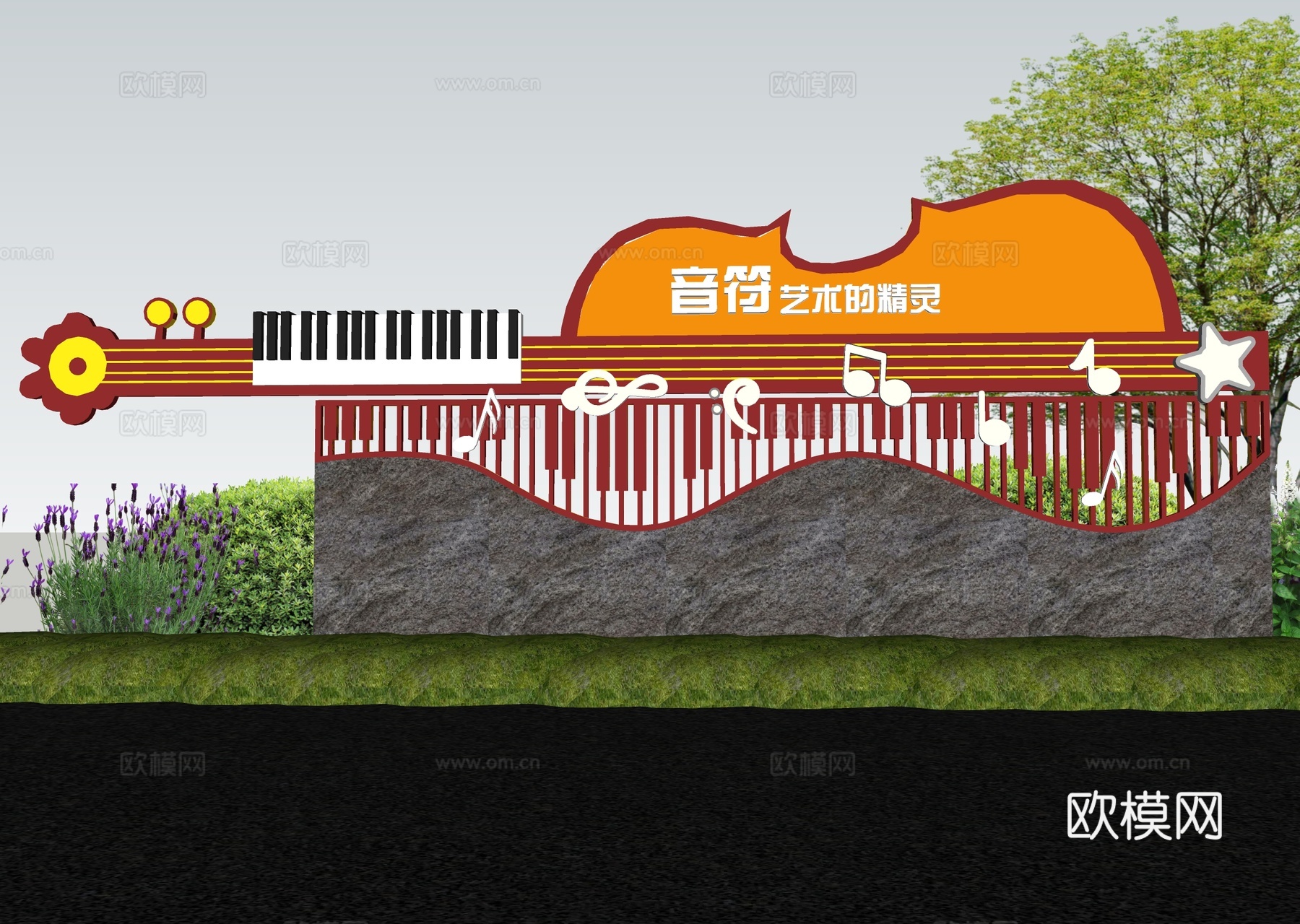 现代景观雕塑小品 音乐雕塑主题文化su模型