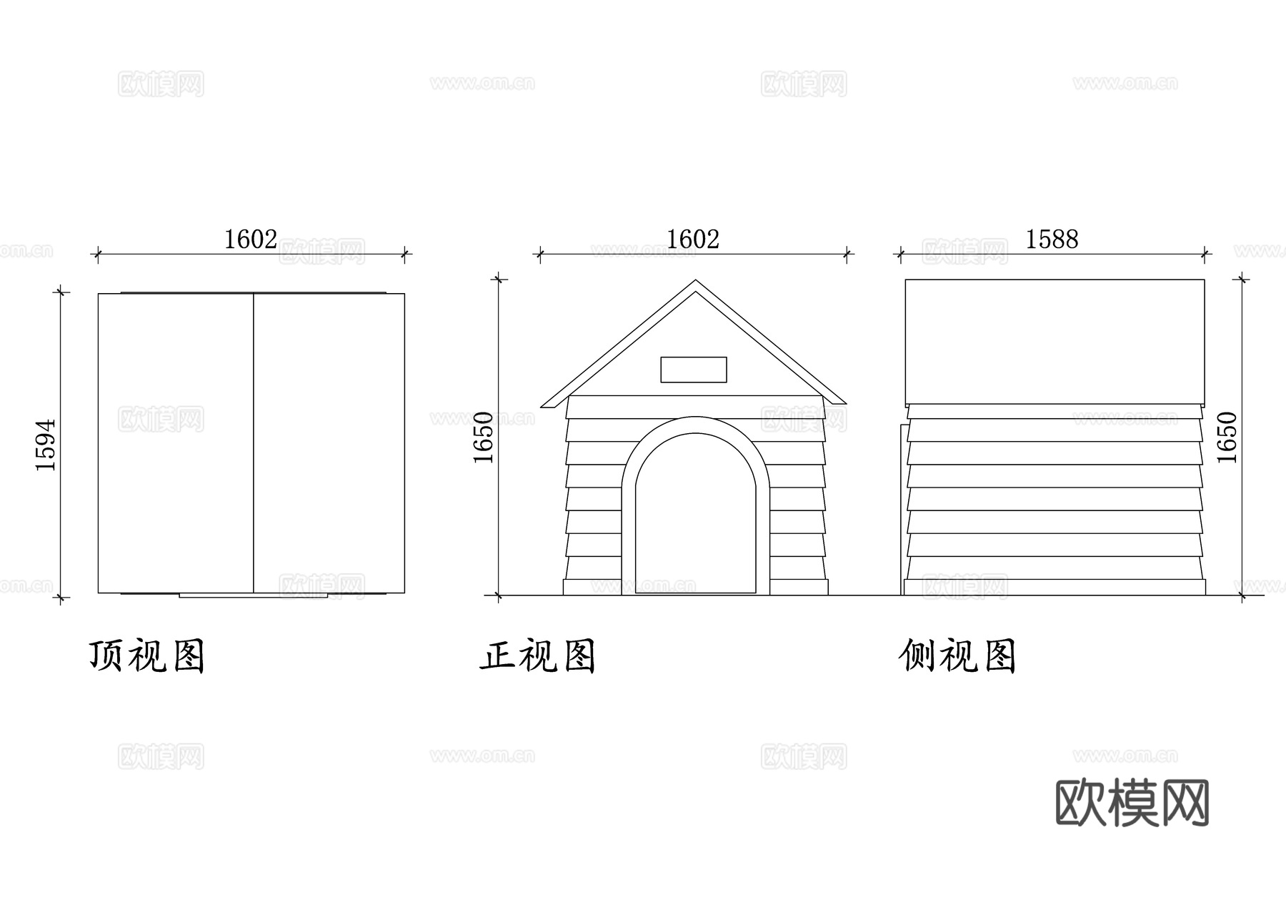 木质狗屋 狗屋设计图 木结构宠物屋布局图 宠物小窝结构图cad施工图