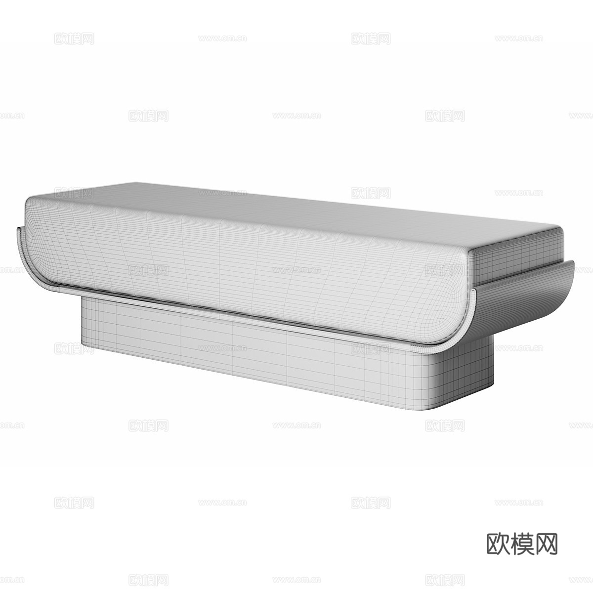 新中式布艺长凳 条凳 床尾凳3d模型
