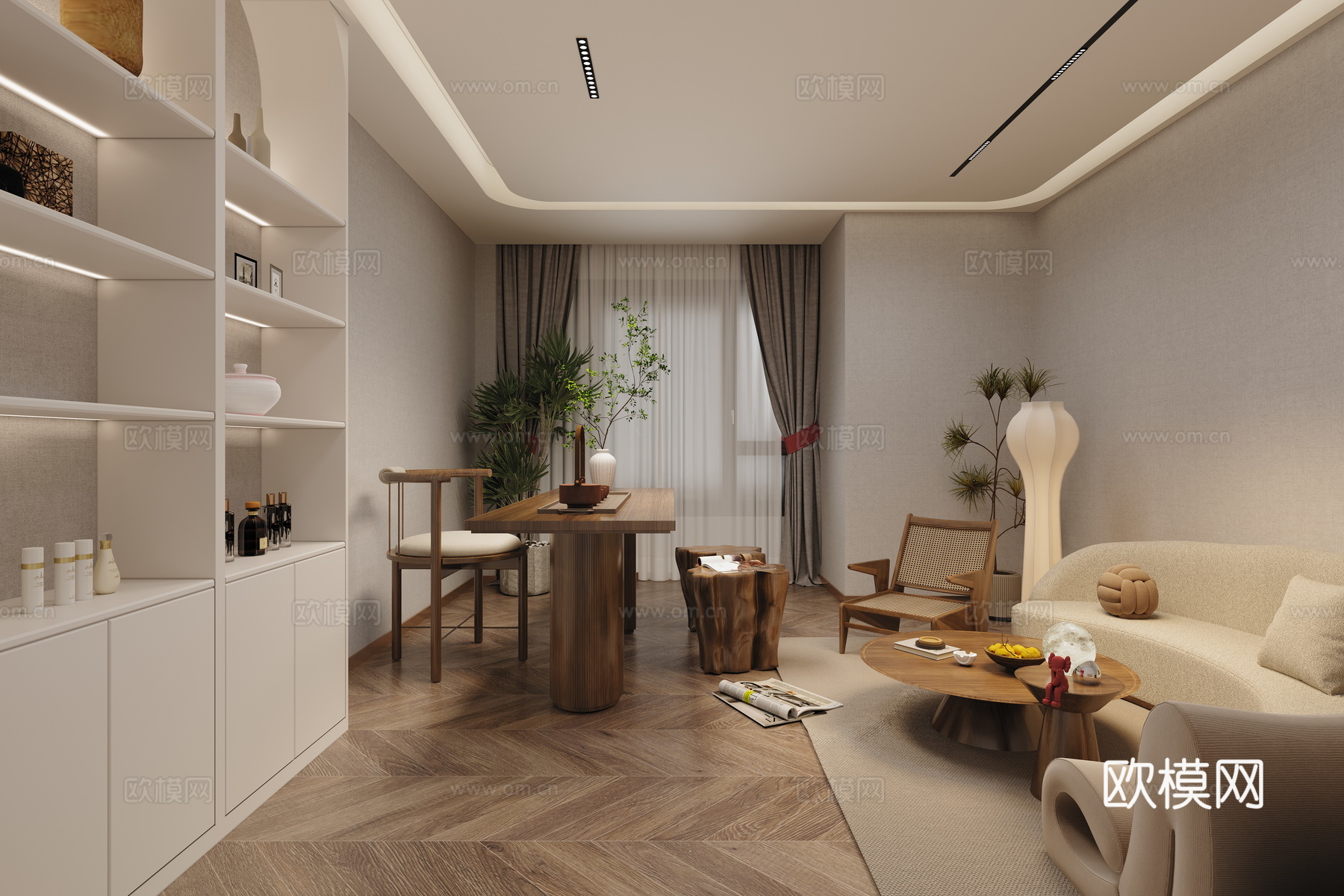 奶油风美容店3d模型