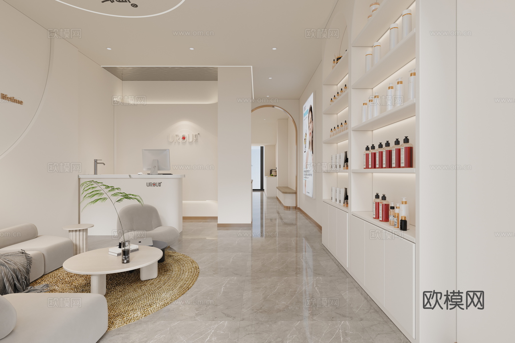 奶油风美容店3d模型