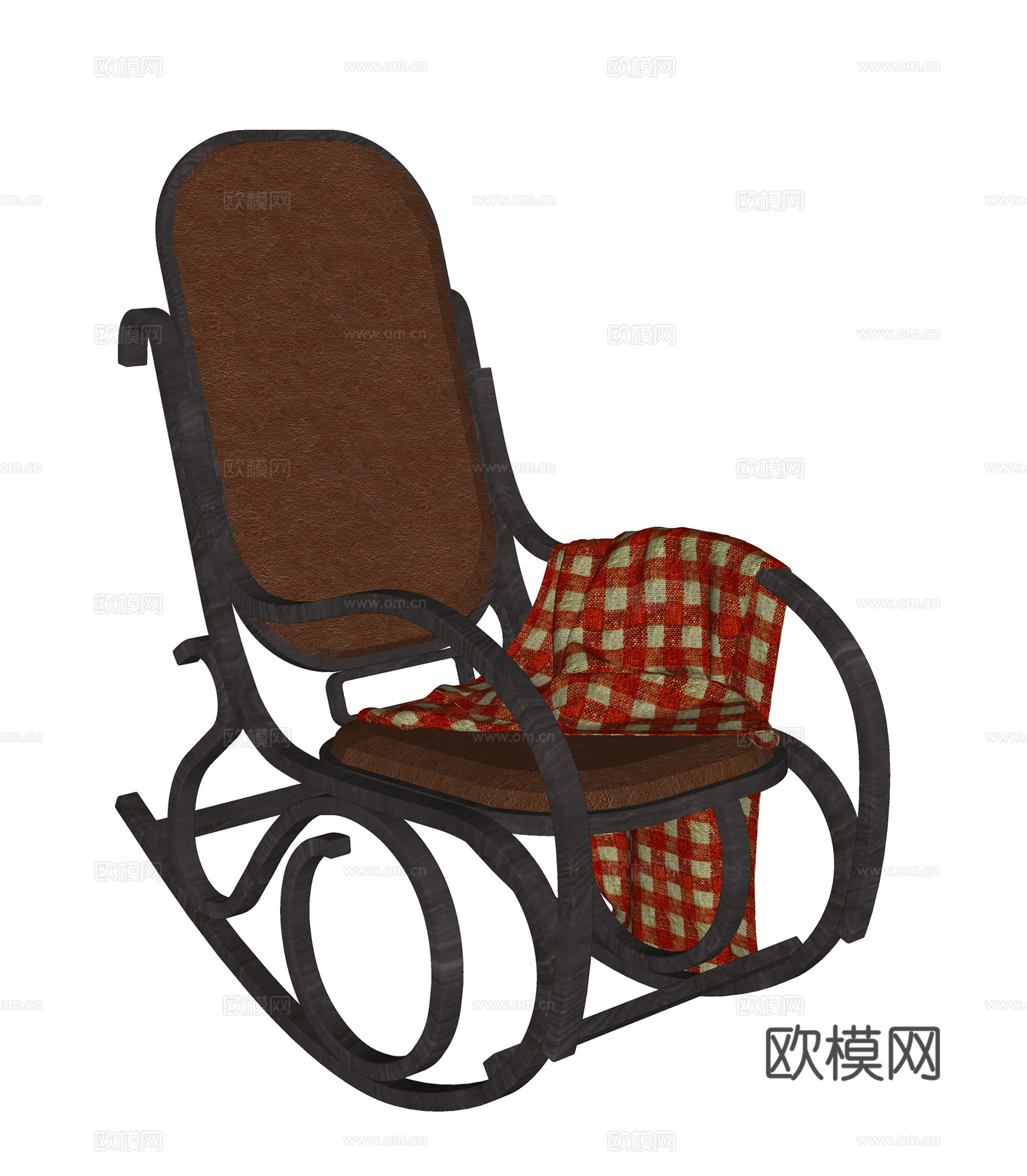 中古风摇椅  室内躺椅  实木摇椅su模型