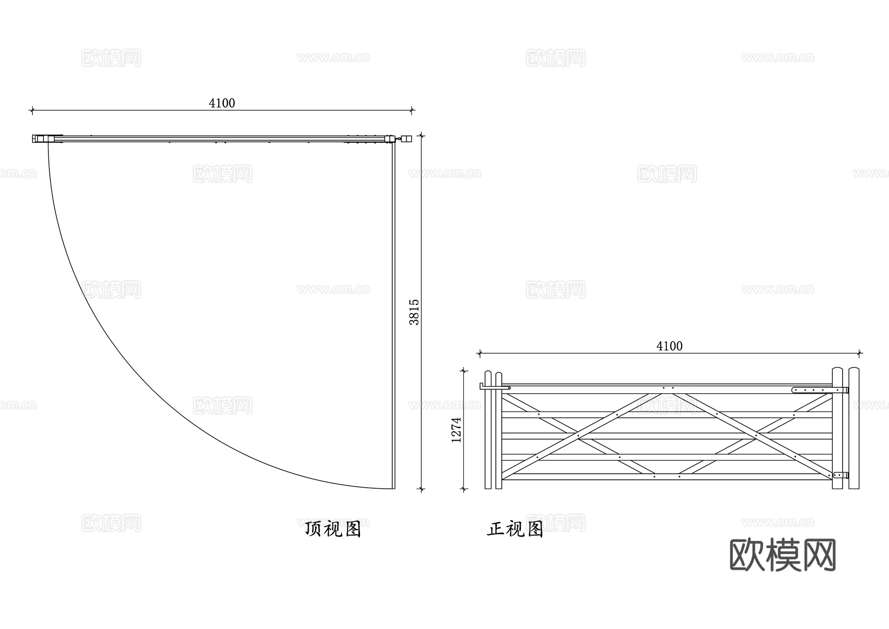 农场大门 农庄入口门 农场正门 田园大门 庄园大门 乡村入口cad施工图
