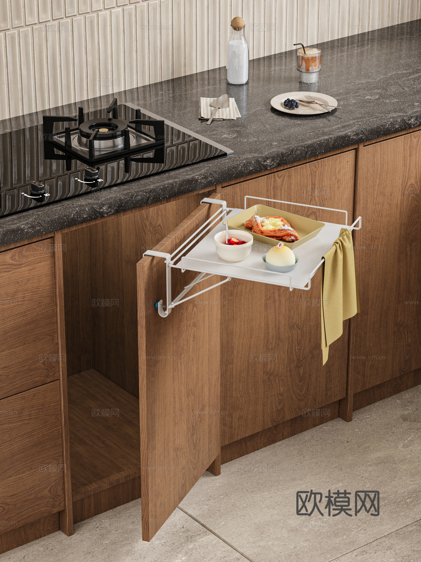 厨房橱柜免钉门夹置物架3d模型下载