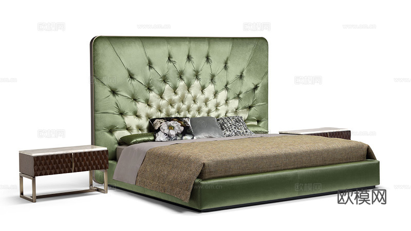 OPERA 简欧双人床3d模型下载（渲染图2）