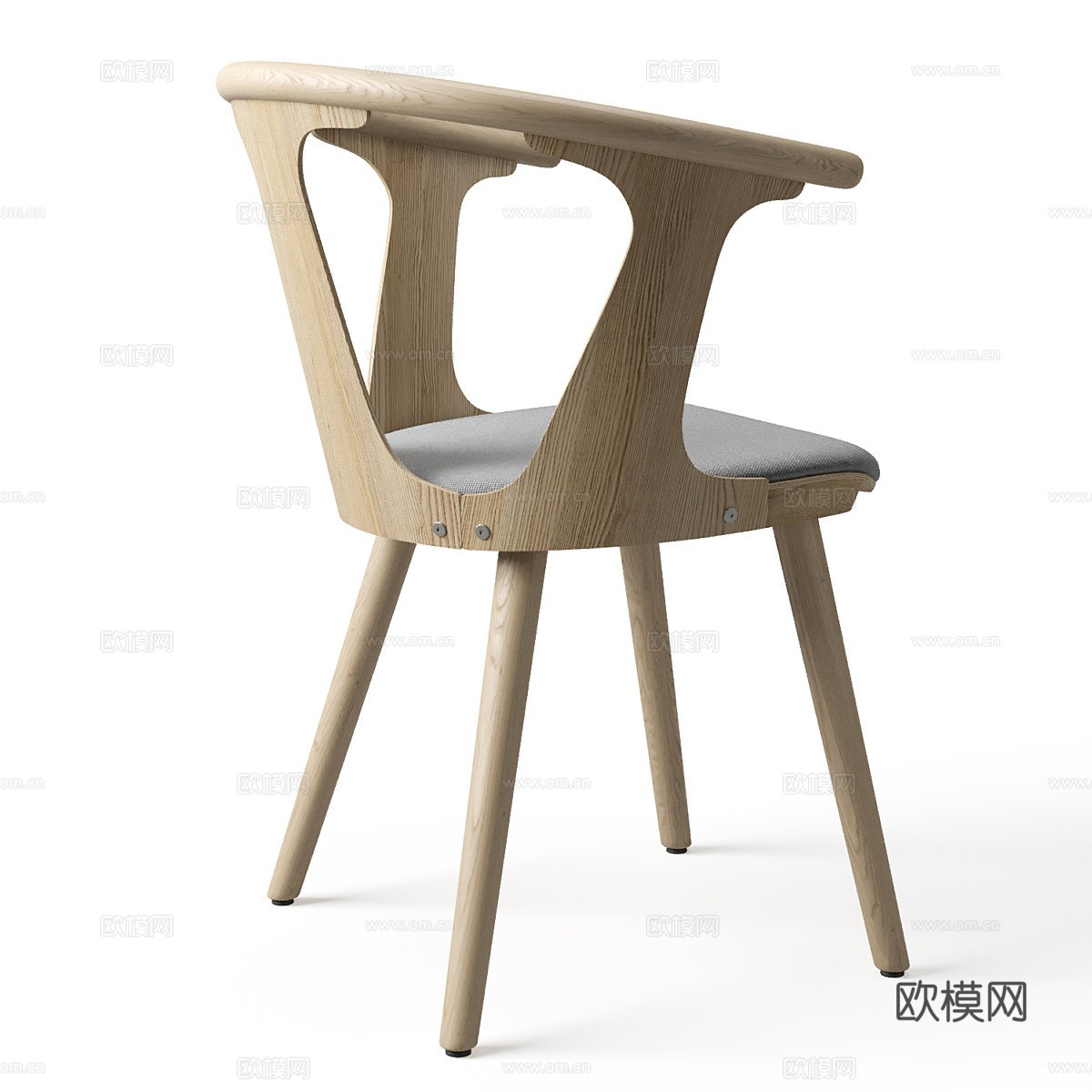 新中式原木单椅3d模型下载（渲染图3）