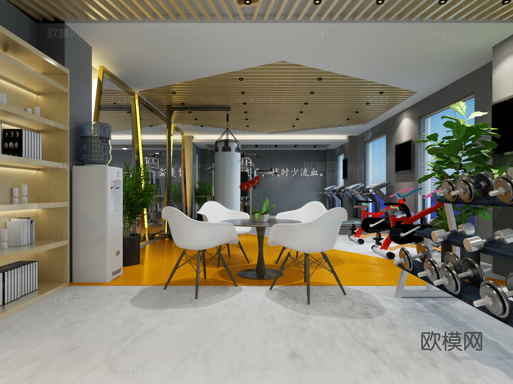 工业风健身房材质灯光齐全3d模型