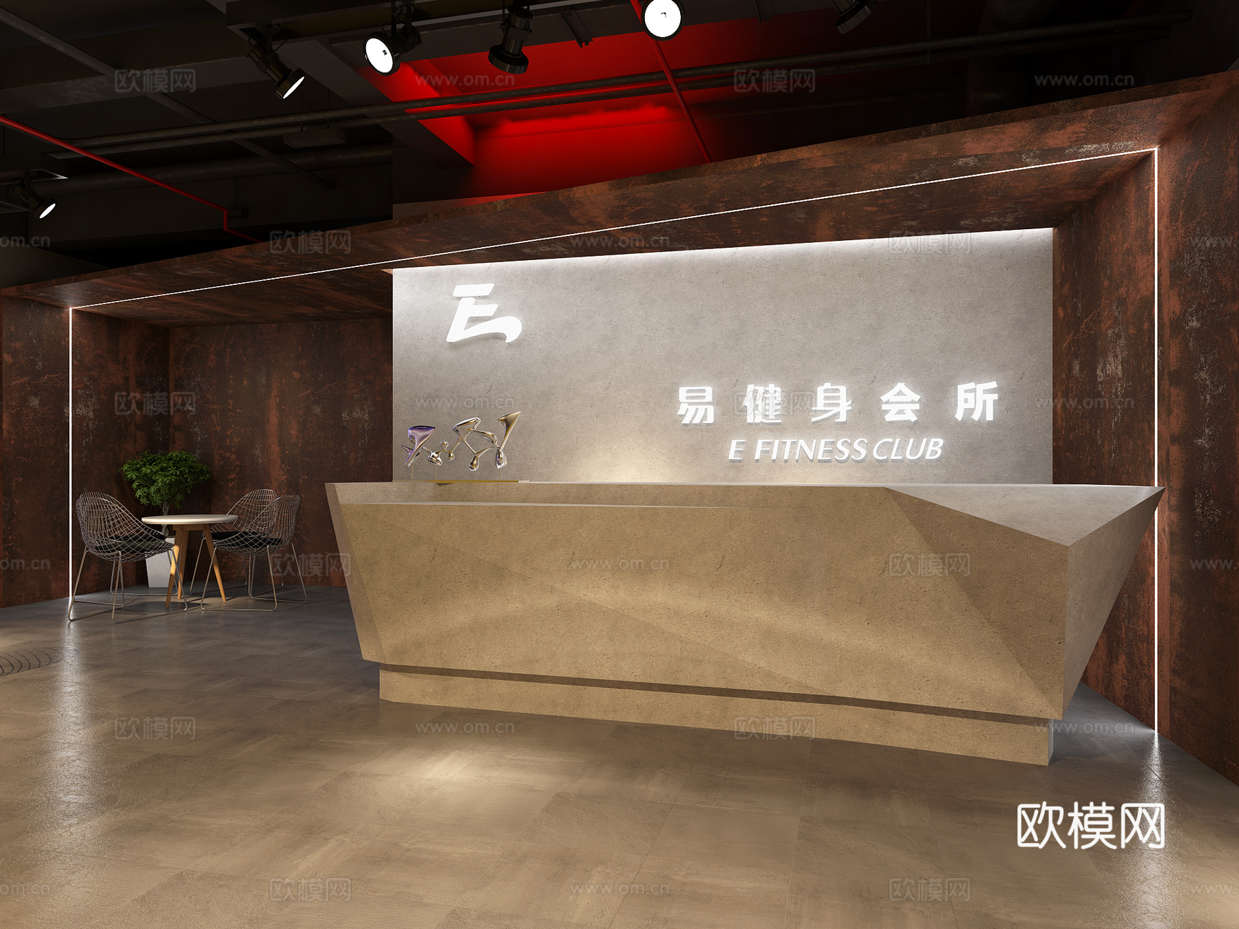 工业风现代工业风健身房3d模型
