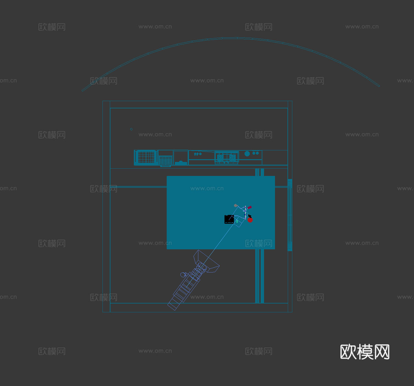 现代餐厅中岛台插座开关3d模型