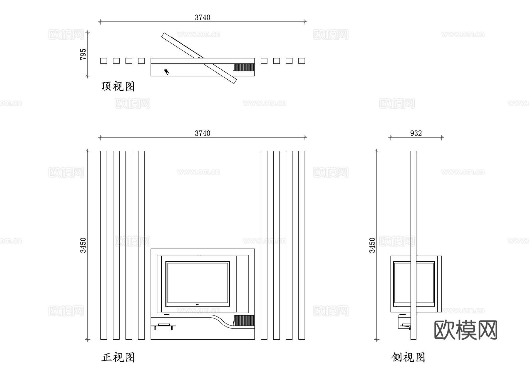 旋转电视柜 360度电视柜 可旋转电视架 电动旋转电视柜cad施工图