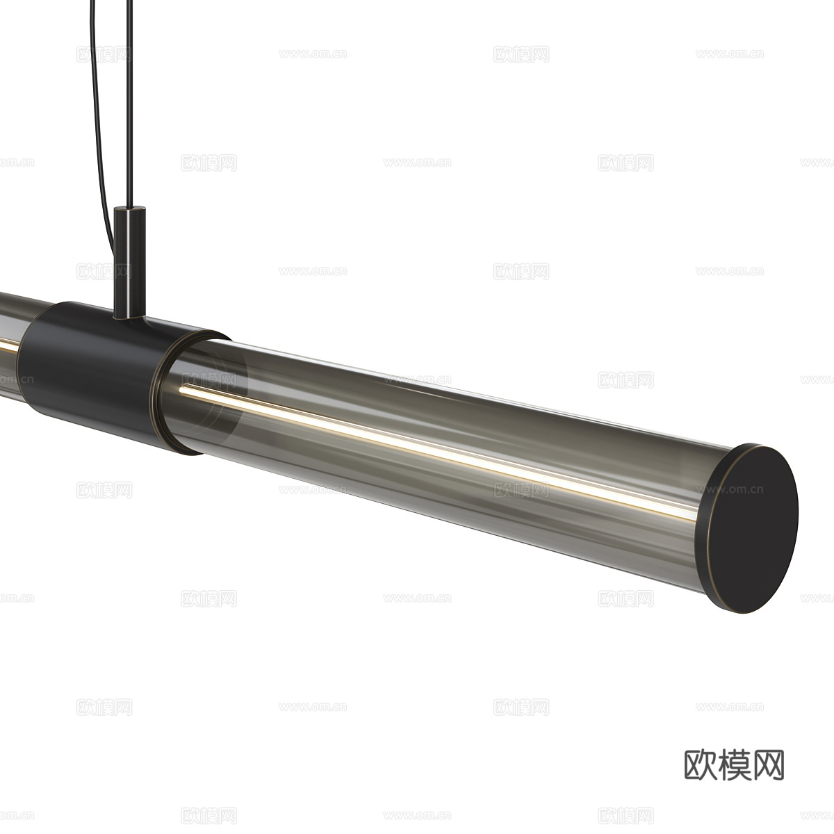 现代意式极简长条玻璃装饰吊灯3d模型