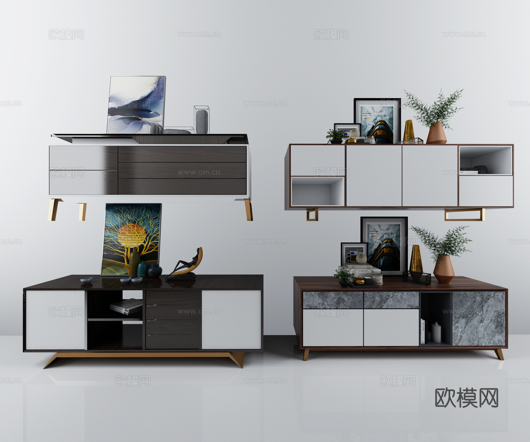 现代电视柜组合3d模型
