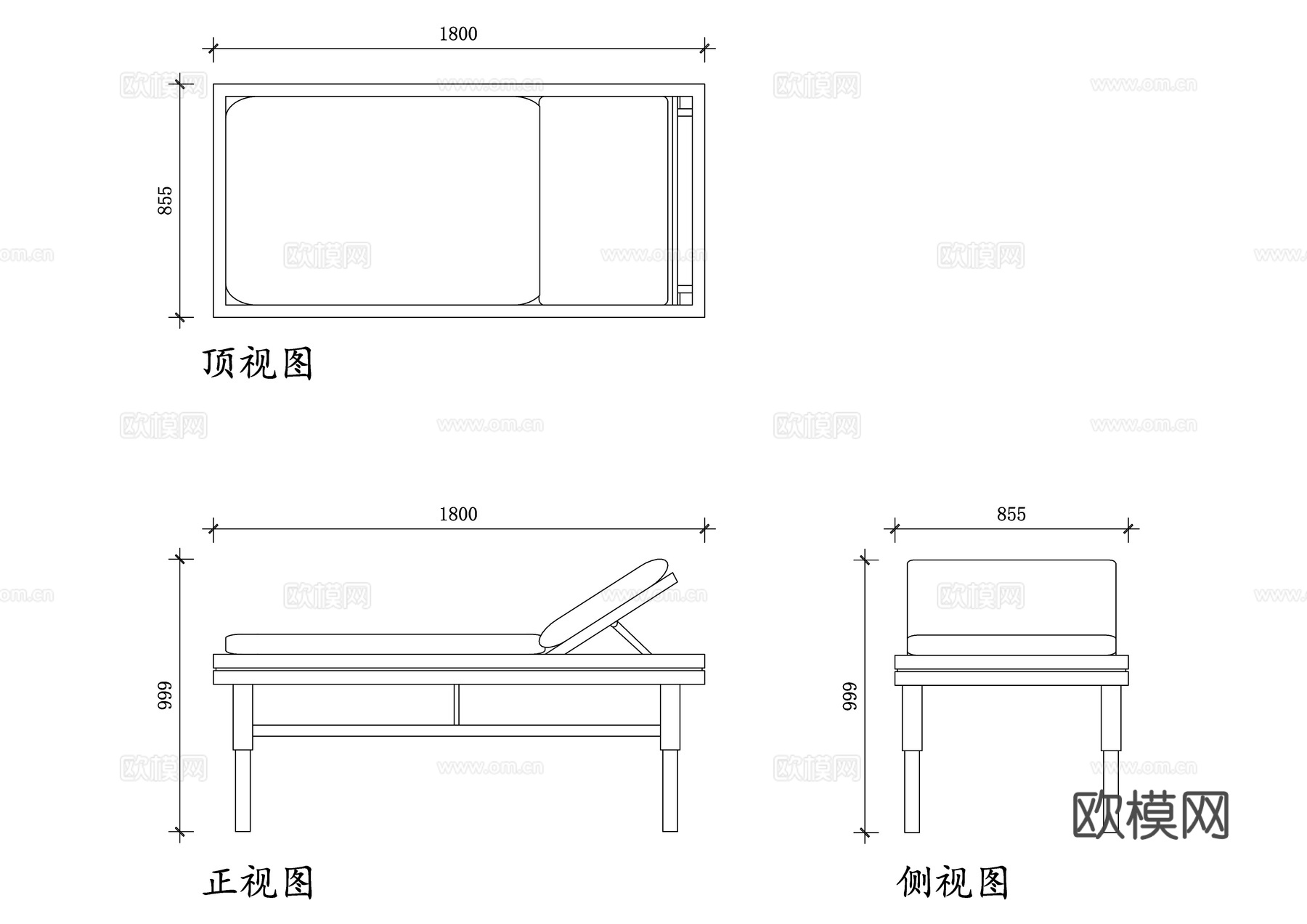 木质理疗床 木制治疗床 理疗专用床 木造按摩床 养生理疗床cad施工图