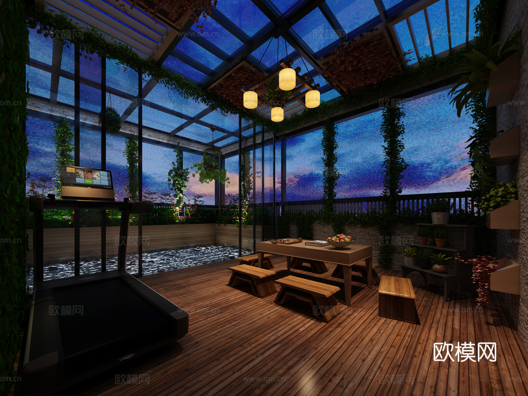 现代生活阳台3d模型下载