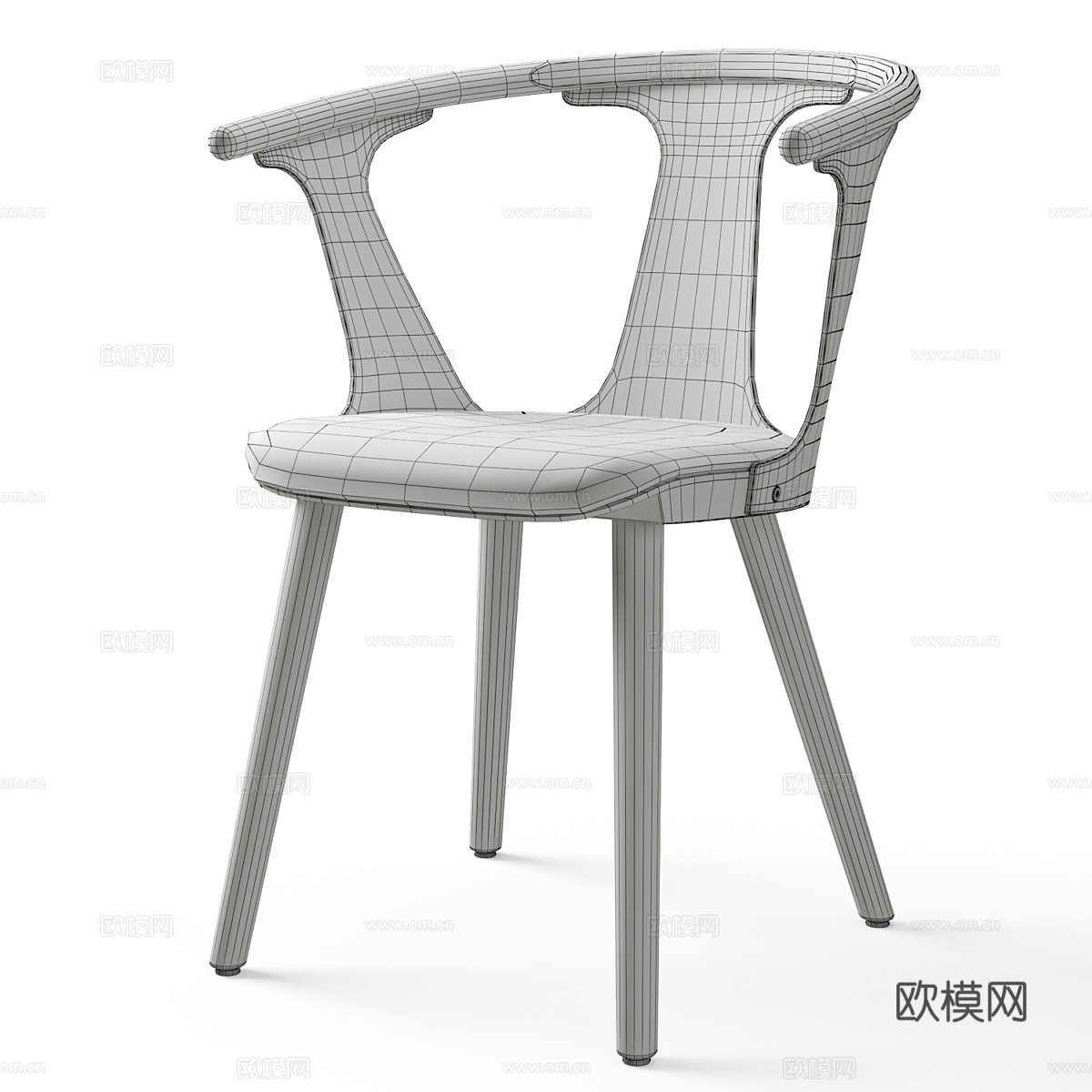 新中式原木单椅3d模型下载（渲染图4）